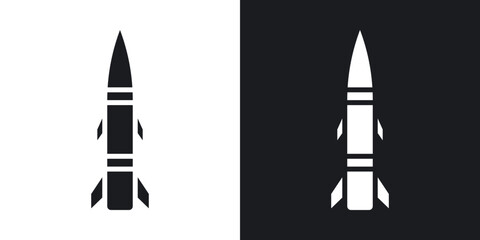 Missile icons in solid black and white collection