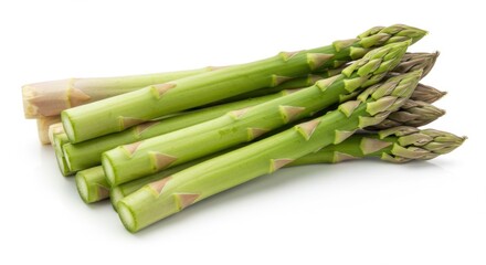 Fresh Asparagus Stalks on White Background