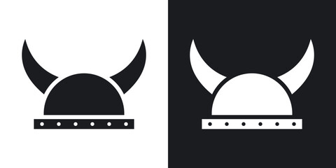 Medieval Helmet with Horns icons in solid black and white collection