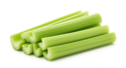 Fresh Celery Sticks on White Background