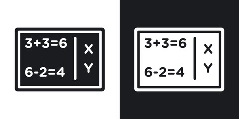 Math class icons in solid black and white collection