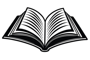 black silhouette open book vector illustration