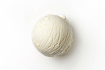 Fototapeta premium Vanilla ice cream scoop on white background. AI generated