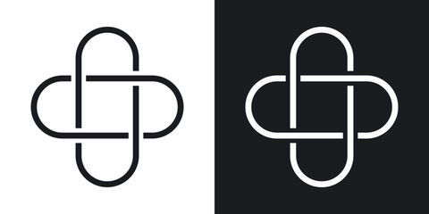 Interlocking icons in solid black and white collection