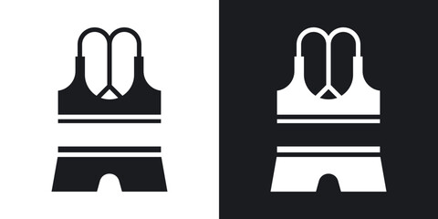 Gym clothes icons in solid black and white collection