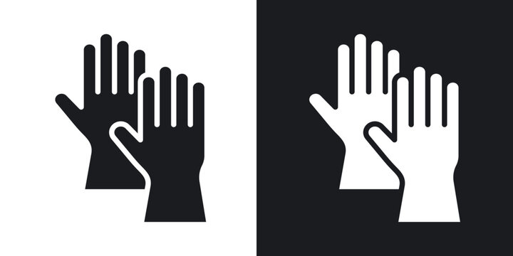 Gloves icons in solid black and white collection