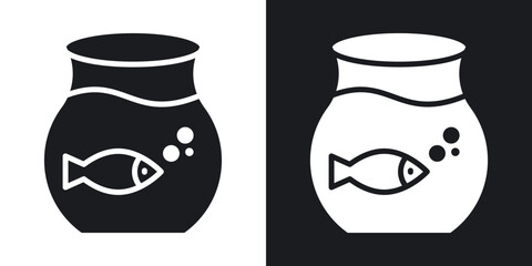 Fish bowl icons in solid black and white collection