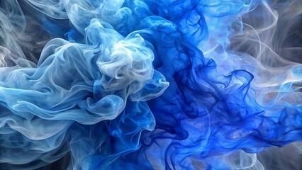 Blue ash smoke on dark background
