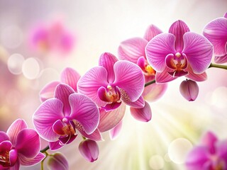 Obraz premium Pink Orchid Panorama Banner - Floral Background