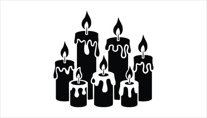Dripping Candle Silhouette . Black Wax Candle Vector for Gothic, Halloween, and Mystical Themes.
