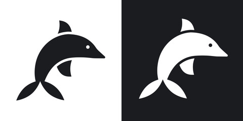 Dolphin icons in solid black and white collection