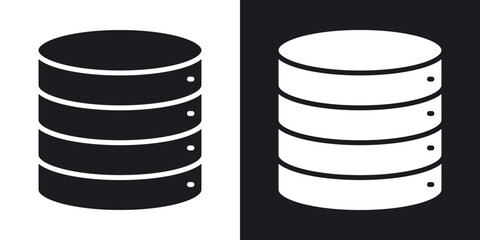 Database icons in solid black and white collection