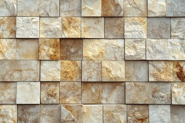 Fototapeta premium Textured beige stone tile pattern with subtle marble finish. AI generative