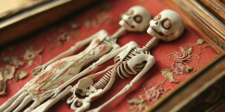 married skeletons in coffins