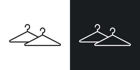 Clothes hanger icons in solid black and white collection