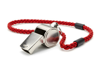 Classic Metal Whistle with Red Rope Lanyard - Sports, Referee, Coach, Safety