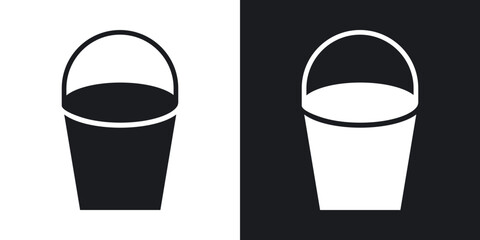 Bucket icons in solid black and white collection
