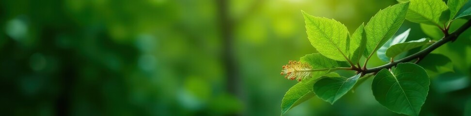 Vibrant green hibiscus tiliaceus branch, lush leaves , botany, garden