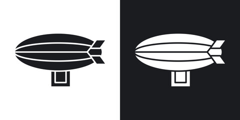 Airship icons in solid black and white collection © Abstractor