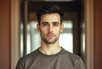 Obraz premium Male portrait in doorway with natural light