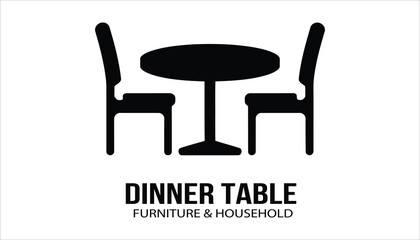 Dining Table and Chairs Icon. Furniture Silhouette Vector for Restaurant and Cafe Design.