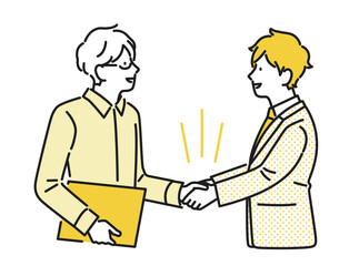 イラスト素材：握手をするビジネスパーソンとクライアント