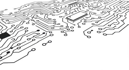 Simplified Circuit Board Line Drawing