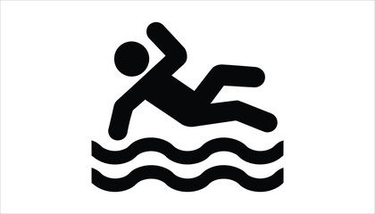 Swimming Icon.  Water Sports Pictogram - Black Silhouette Vector.