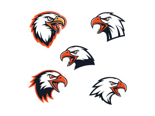Fototapeta premium Stylized Eagle Mascot Logo with Antlers – Vector Illustration