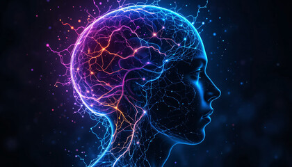 Glowing Neural Connections within Human Brain Illustration