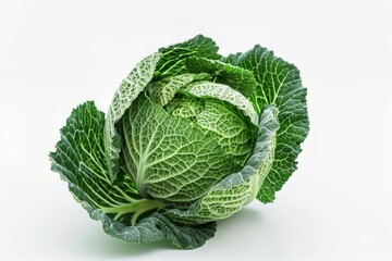 Obraz premium Fresh cabbage on white surface. Artificial intelligence image
