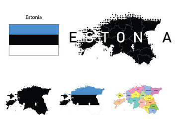 Estonia flag and map illustration vector.