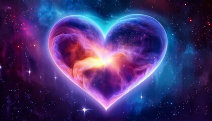 heart nebula in space with coloful background and stars for love and romance