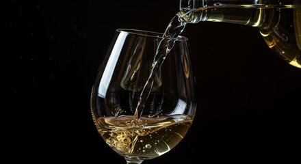 Pouring White Wine from Decanter