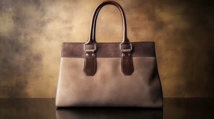 Chic Suede Handbag with Reflective Surface