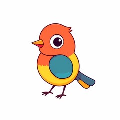 Fototapeta premium Cheerful Cartoon Bird: A vibrant illustration of a cute cartoon bird, with bright colors and a friendly expression, perfect for children's designs and nature-themed projects.