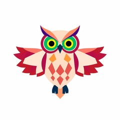 Geometric Owl: An owl in a stylized, geometric form, with wings spread, bold colors, creating a modern, artistic design.