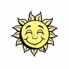 Smiling Sun: A radiant illustration of a cheerful sun with a smiling face, perfect for conveying happiness and positivity. 