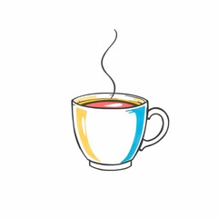 Obraz premium Warm Beverage in a Cup: Simple drawing of a steaming cup of coffee, hinting at the cozy comfort of a warm drink.