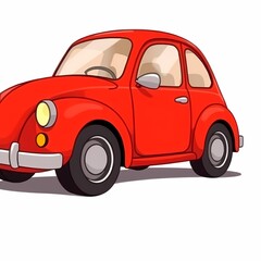 Red Classic Car Illustration: An eye-catching illustration of a vintage red car, exuding charm and nostalgia with its rounded form and iconic design.