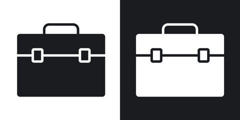 Briefcase icons in solid black and white collection