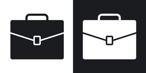 Briefcase icons in solid black and white collection