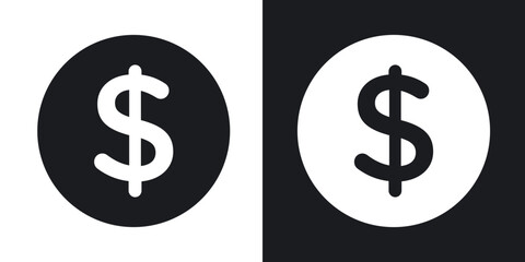 Dollar icons in solid black and white collection