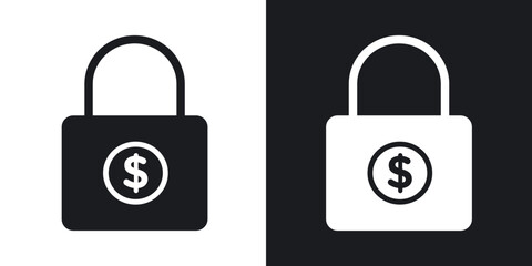 Fixed price icons in solid black and white collection