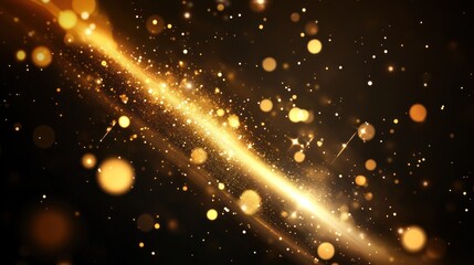 Obraz premium Abstract gold glitter and lights streak on black background.