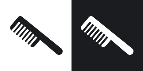 Hair brush icons in solid black and white collection