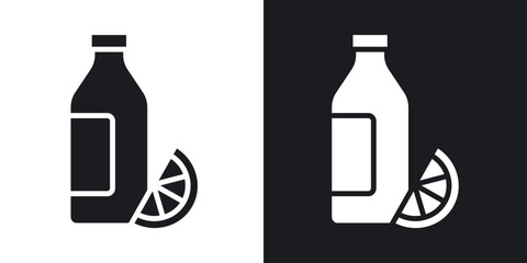 Juice bottle icons in solid black and white collection