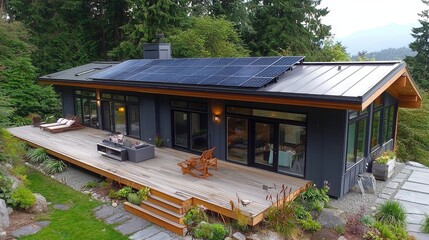 Solar Panels on a Modern Roof