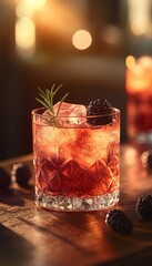 artisan blackberry rosemerry smash cocktail in glass