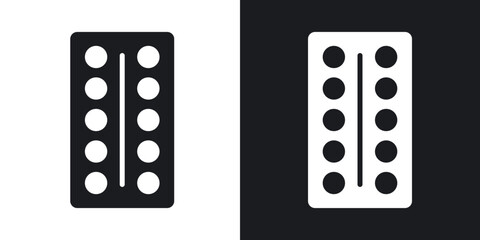 Pill Blister Pack icons in solid black and white collection